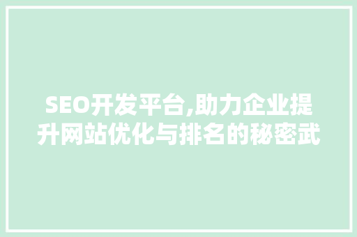 SEO开发平台,助力企业提升网站优化与排名的秘密武器