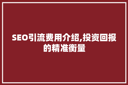 SEO引流费用介绍,投资回报的精准衡量