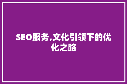 SEO服务,文化引领下的优化之路