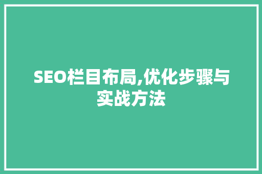 SEO栏目布局,优化步骤与实战方法