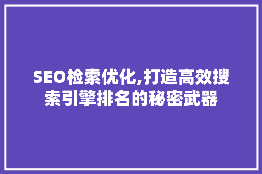 SEO检索优化,打造高效搜索引擎排名的秘密武器