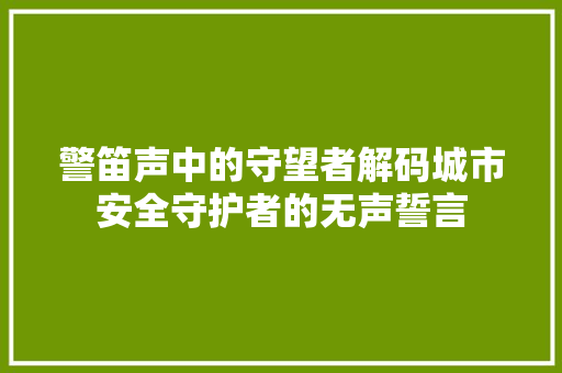 警笛声中的守望者解码城市安全守护者的无声誓言