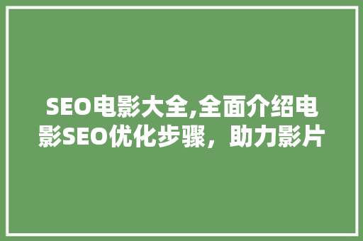 SEO电影大全,全面介绍电影SEO优化步骤，助力影片网络传播