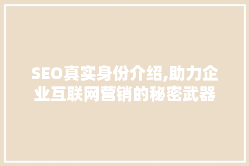 SEO真实身份介绍,助力企业互联网营销的秘密武器