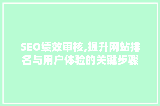 SEO绩效审核,提升网站排名与用户体验的关键步骤