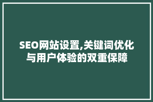 SEO网站设置,关键词优化与用户体验的双重保障