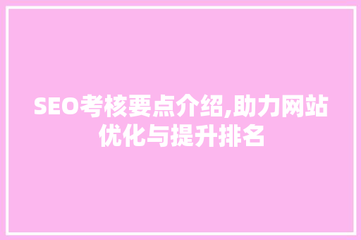 SEO考核要点介绍,助力网站优化与提升排名