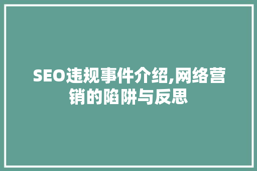 SEO违规事件介绍,网络营销的陷阱与反思