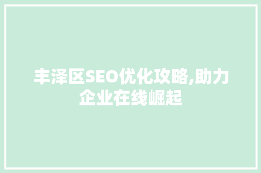 丰泽区SEO优化攻略,助力企业在线崛起