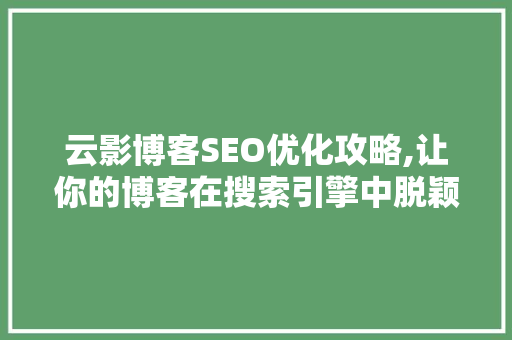 云影博客SEO优化攻略,让你的博客在搜索引擎中脱颖而出
