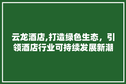 云龙酒店,打造绿色生态，引领酒店行业可持续发展新潮流