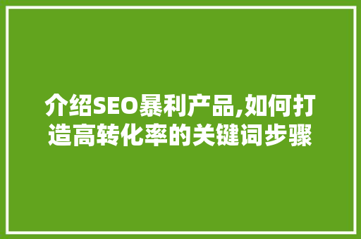 介绍SEO暴利产品,如何打造高转化率的关键词步骤