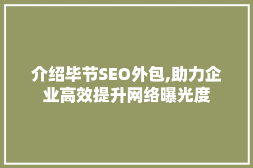 介绍毕节SEO外包,助力企业高效提升网络曝光度