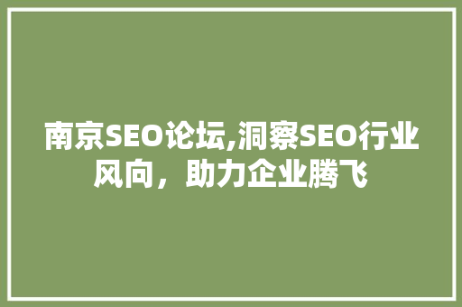 南京SEO论坛,洞察SEO行业风向，助力企业腾飞