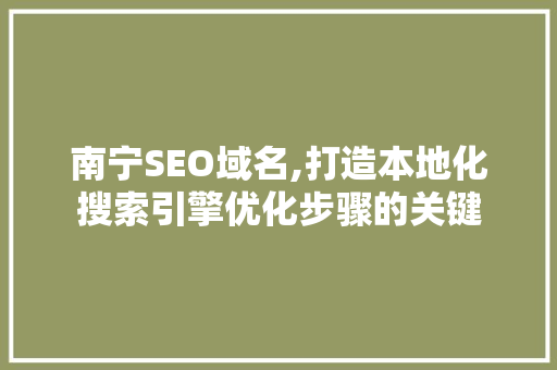 南宁SEO域名,打造本地化搜索引擎优化步骤的关键