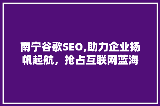 南宁谷歌SEO,助力企业扬帆起航，抢占互联网蓝海
