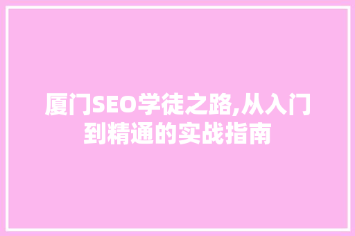 厦门SEO学徒之路,从入门到精通的实战指南
