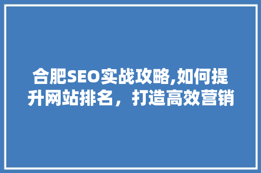 合肥SEO实战攻略,如何提升网站排名，打造高效营销步骤