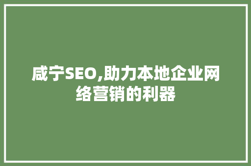 咸宁SEO,助力本地企业网络营销的利器