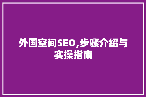外国空间SEO,步骤介绍与实操指南