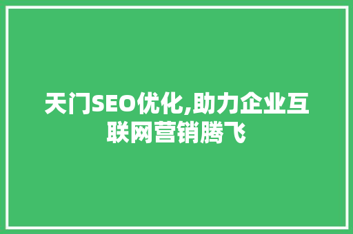 天门SEO优化,助力企业互联网营销腾飞