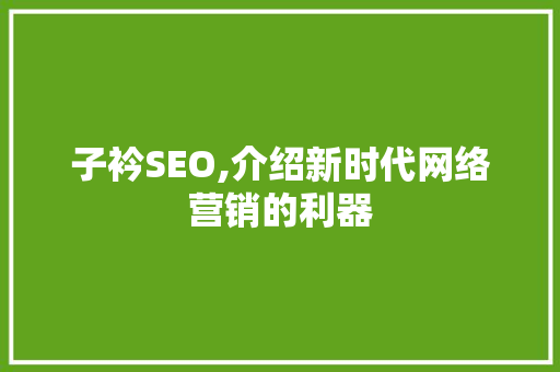 子衿SEO,介绍新时代网络营销的利器