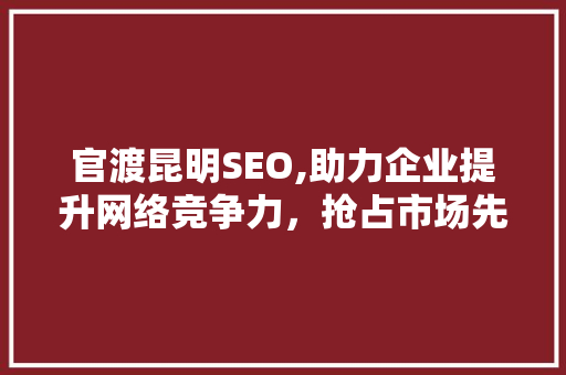 官渡昆明SEO,助力企业提升网络竞争力，抢占市场先机