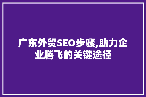 广东外贸SEO步骤,助力企业腾飞的关键途径