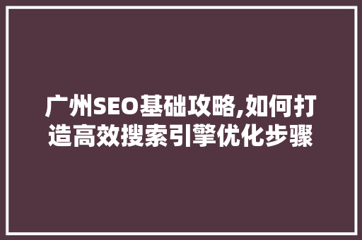 广州SEO基础攻略,如何打造高效搜索引擎优化步骤