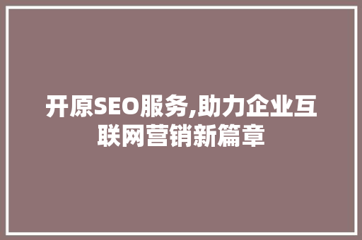 开原SEO服务,助力企业互联网营销新篇章