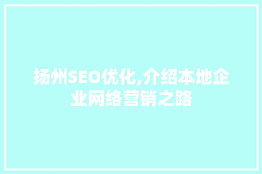 扬州SEO优化,介绍本地企业网络营销之路