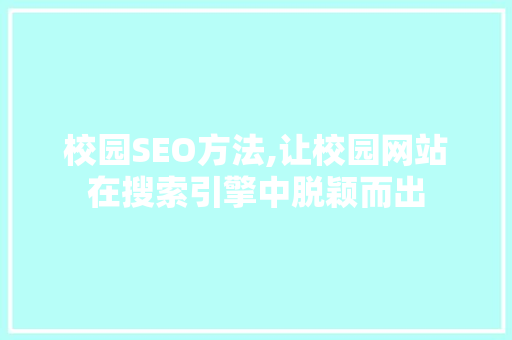 校园SEO方法,让校园网站在搜索引擎中脱颖而出