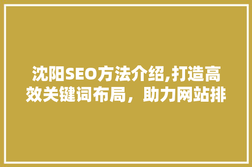 沈阳SEO方法介绍,打造高效关键词布局，助力网站排名跃升