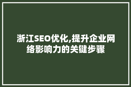 浙江SEO优化,提升企业网络影响力的关键步骤