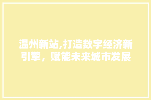 温州新站,打造数字经济新引擎，赋能未来城市发展