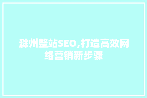 滁州整站SEO,打造高效网络营销新步骤