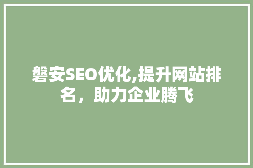 磐安SEO优化,提升网站排名，助力企业腾飞
