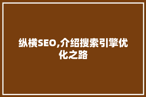 纵横SEO,介绍搜索引擎优化之路