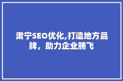 肃宁SEO优化,打造地方品牌，助力企业腾飞