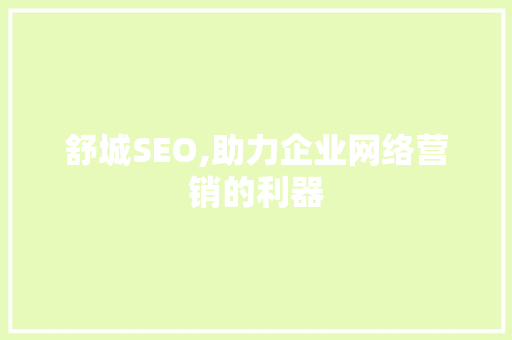 舒城SEO,助力企业网络营销的利器