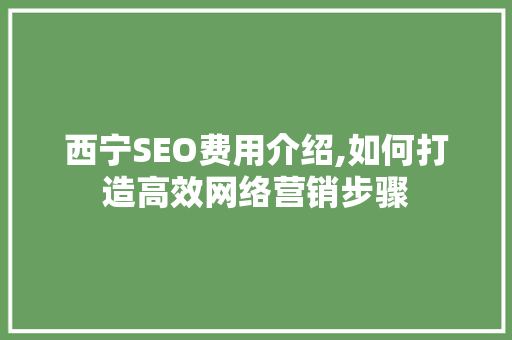 西宁SEO费用介绍,如何打造高效网络营销步骤