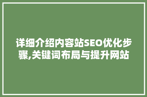 详细介绍内容站SEO优化步骤,关键词布局与提升网站排名之路