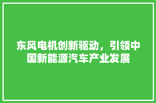 东风电机创新驱动，引领中国新能源汽车产业发展  第1张