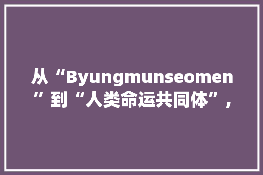 从“Byungmunseomen”到“人类命运共同体”,构建和谐世界的思考