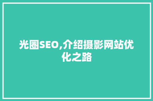 光圈SEO,介绍摄影网站优化之路