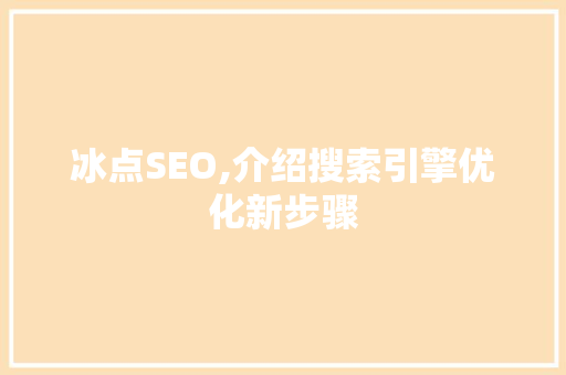 冰点SEO,介绍搜索引擎优化新步骤