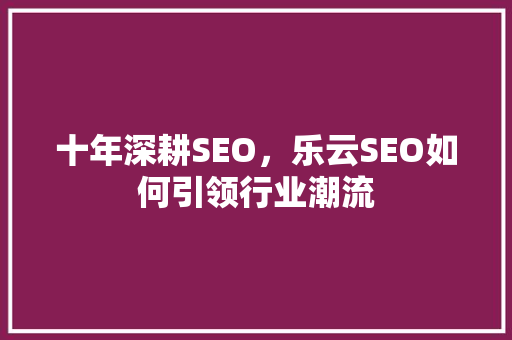 十年深耕SEO，乐云SEO如何引领行业潮流