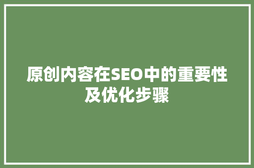 原创内容在SEO中的重要性及优化步骤