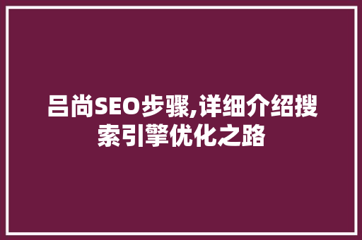 吕尚SEO步骤,详细介绍搜索引擎优化之路