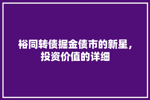 裕同转债掘金债市的新星，投资价值的详细